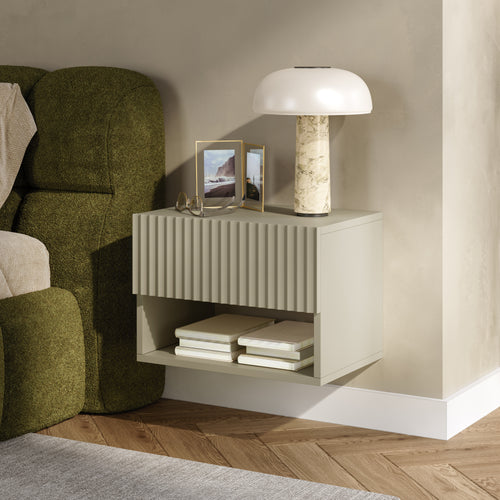 Comodino Sospeso da Parete Nand con Cassetto [en.casa]