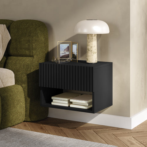 Comodino Sospeso da Parete Nand con Cassetto [en.casa]