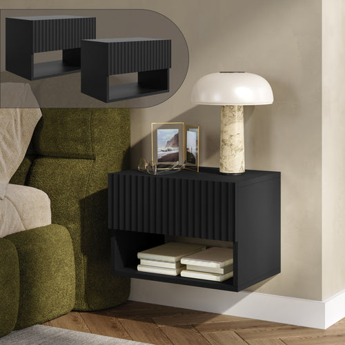 Set di 2 Comodini Sospesi Nand Mobili Notte da Parete con Cassetto [en.casa]