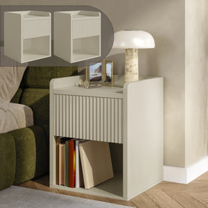 Comodino Nand con Cassetto e Vano Aperto 55x49x39 [en.casa] 