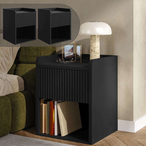 Comodino Nand con Cassetto e Vano Aperto 55x49x39 [en.casa] 