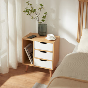 Comodino Bordkak 55x48x30 cm effetto quercia/bianco [en.casa]