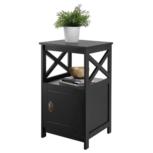 Tavolino 'Utajärvi' da Divano (AxLxP) 74 x 40 x 40 cm Comodino con Anta - Nero [en.casa]