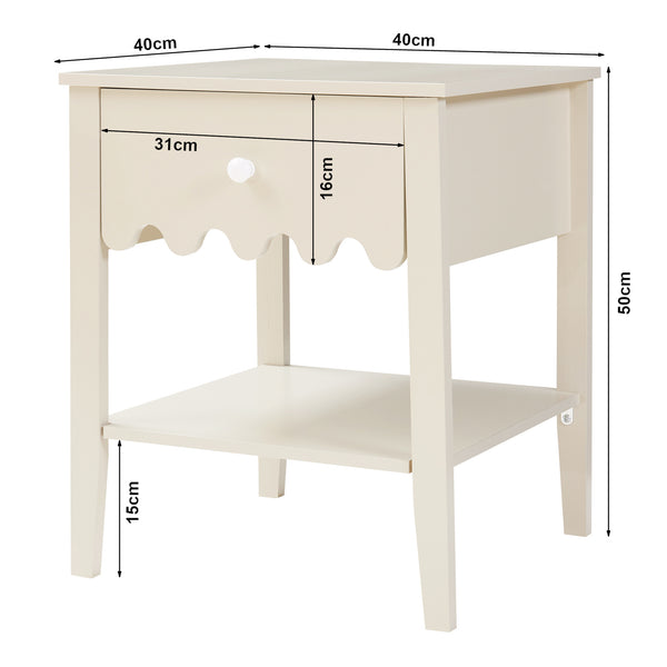 Comodino Luspoo 50 x 40 x 40 cm - Bianco Crema [en.casa]