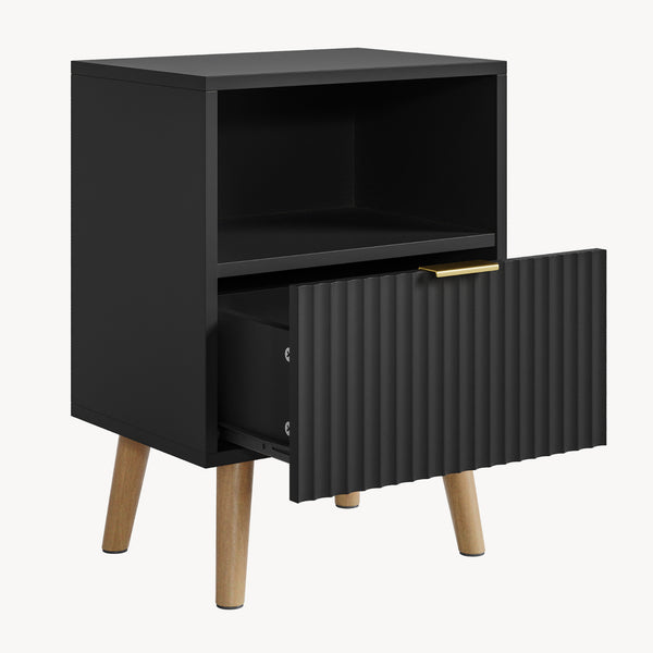 Comodino con Cassetto e Vano Aperto in Set o Singolare [en.casa] 
