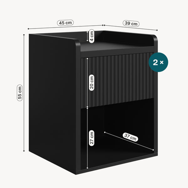 Comodino Nand con Cassetto e Vano Aperto 55x49x39 [en.casa] 