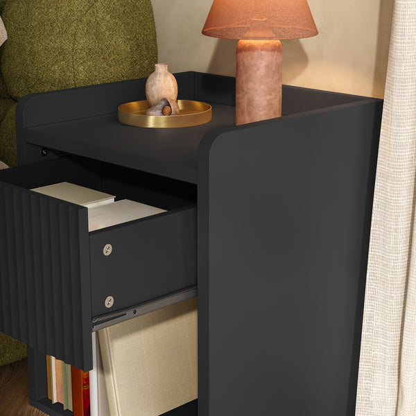 Comodino Nand con Cassetto e Vano Aperto 55x49x39 [en.casa] 