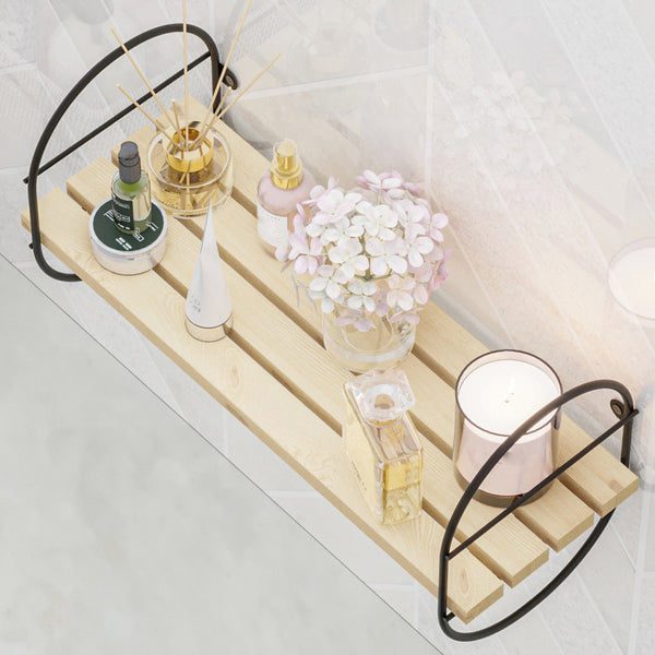 Mensola da parete Oulu con telaio in metallo Nero/Naturale in varie dimensioni [en.casa]