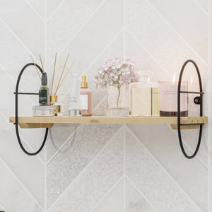 Mensola da parete Oulu con telaio in metallo Nero/Naturale in varie dimensioni [en.casa]