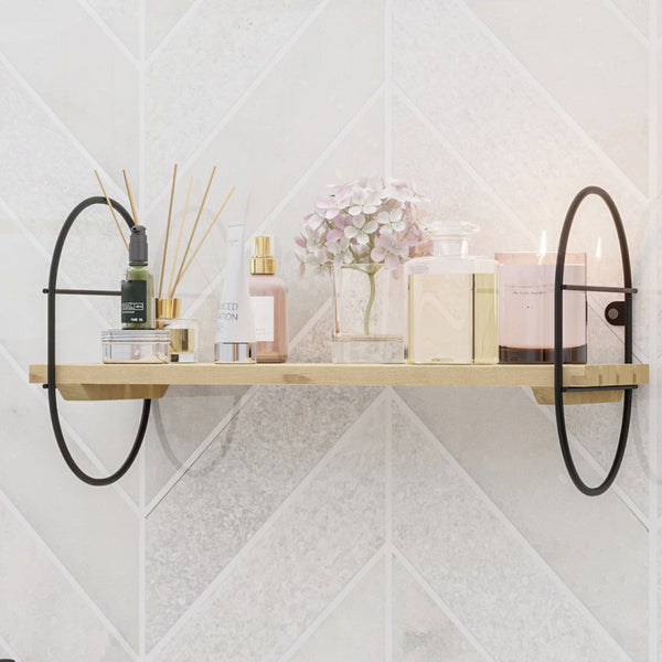 Mensola da parete Oulu con telaio in metallo Nero/Naturale in varie dimensioni [en.casa]