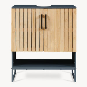 Mobile lavabo 'Svanes' 70 x 60 x 30 cm Frontale in bambù Struttura metallica grigio scuro/naturale