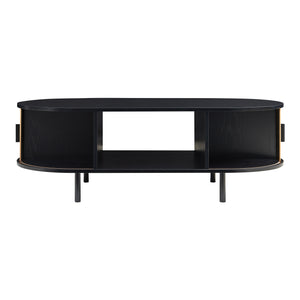 Tavolino Tvedestrand da Salotto con 2 Ante Scorrevoli in Bambù 120 x 55 x 40 cm [en.casa]