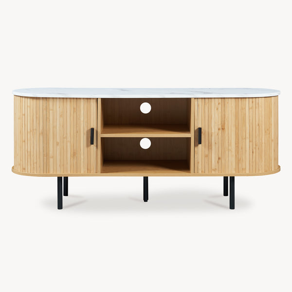 Mobile TV Tvedestrand con Ante Scorrevoli in Bambù [en.casa]