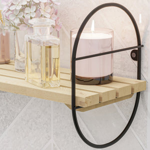 Mensola da parete Oulu con telaio in metallo Nero/Naturale in varie dimensioni [en.casa]