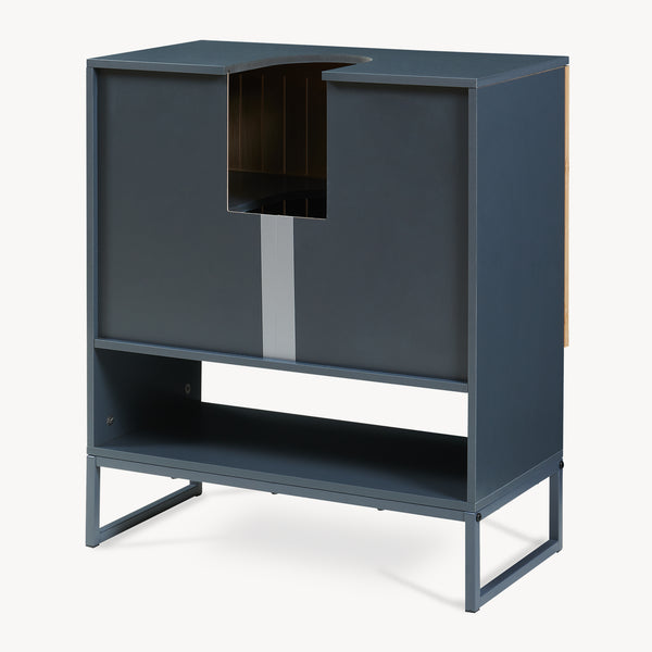 Mobile lavabo 'Svanes' 70 x 60 x 30 cm Frontale in bambù Struttura metallica grigio scuro/naturale