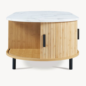 Tavolino Tvedestrand da Salotto con 2 Ante Scorrevoli in Bambù 120 x 55 x 40 cm [en.casa]