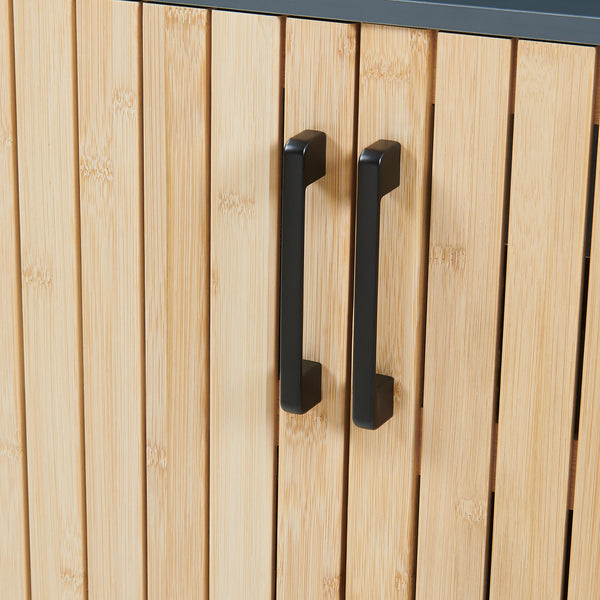 Mobile lavabo 'Svanes' 70 x 60 x 30 cm Frontale in bambù Struttura metallica grigio scuro/naturale