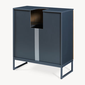 Mobile Sottolavabo Svanes a 2 Ante in Bambù e Scomparti 70 x 60 x 30 cm - Grigio Scuro/Naturale [en.casa]