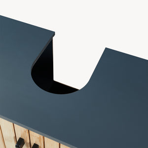 Mobile lavabo 'Svanes' 70 x 60 x 30 cm Frontale in bambù Struttura metallica grigio scuro/naturale