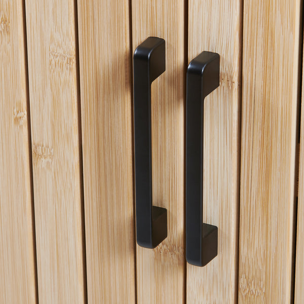 Mobile Sottolavabo Svanes a 2 Ante in Bambù e Scomparti 70 x 60 x 30 cm - Grigio Scuro/Naturale [en.casa]