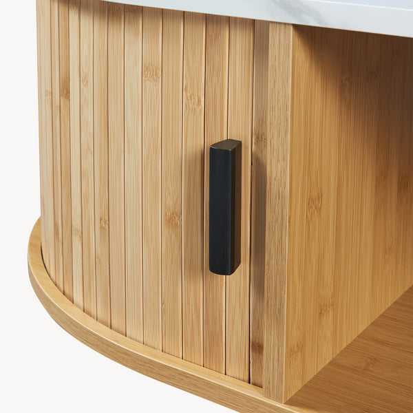Tavolino Tvedestrand da Salotto con 2 Ante Scorrevoli in Bambù 120 x 55 x 40 cm [en.casa]