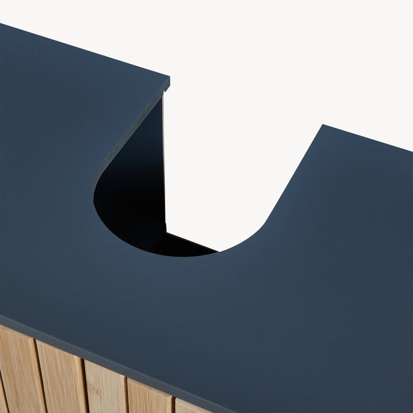 Mobile Sottolavabo Svanes a 2 Ante in Bambù e Scomparti 70 x 60 x 30 cm - Grigio Scuro/Naturale [en.casa]