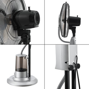 Ventilatore a Piantana con Nebulizzatore Regolabile - 3 Velocitá, Modalitá Oscillazione, Testa Inclinabile - Motore 75W Timer a 60 min. - Vari Colori