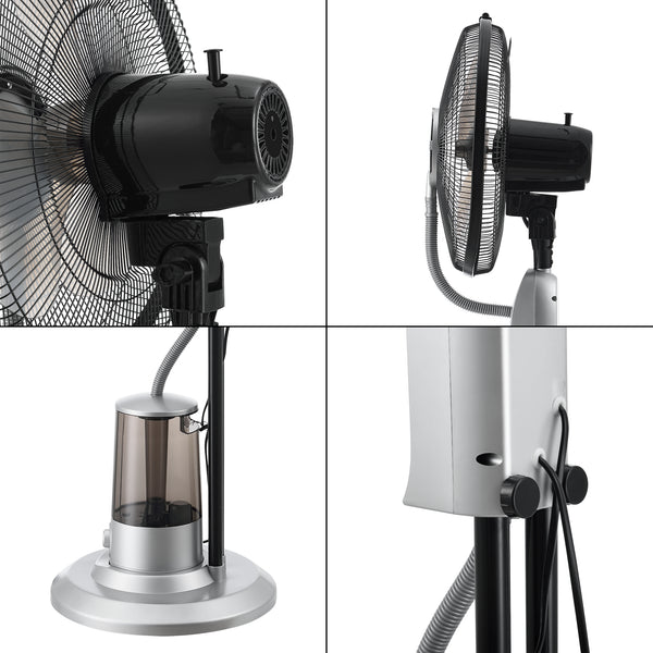 Ventilatore a Piantana con Nebulizzatore Regolabile - 3 Velocitá, Modalitá Oscillazione, Testa Inclinabile - Motore 75W Timer a 60 min. - Vari Colori