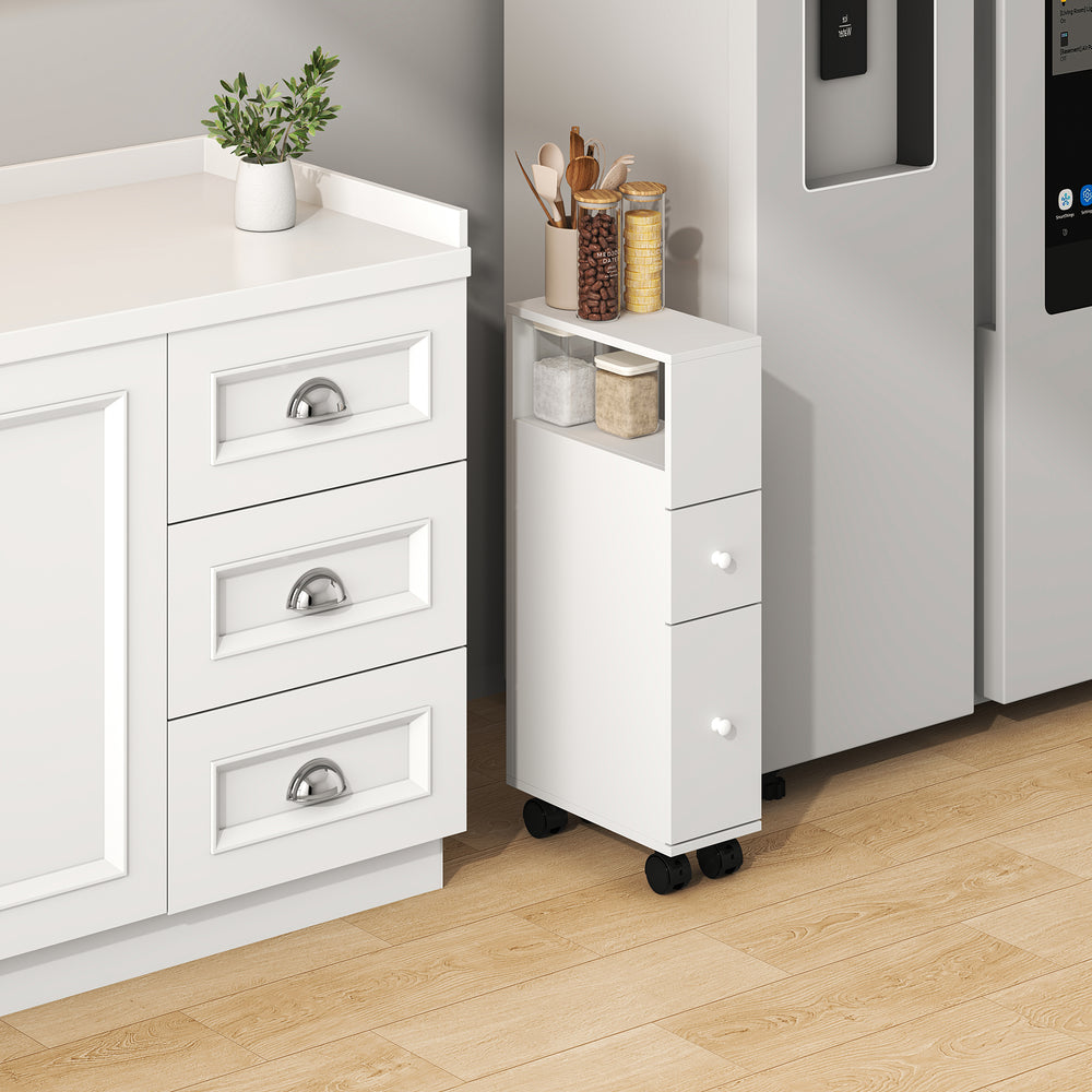 Mobile da Bagno Broreynna a Rotelle con 2 Cassetti 66 x 15 x 33 cm [en.casa]