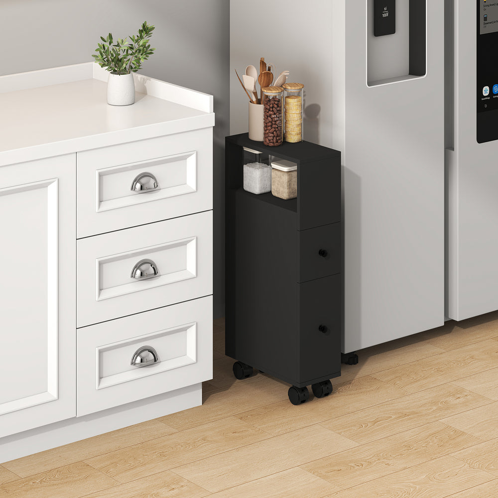 Mobile da Bagno Broreynna a Rotelle con 2 Cassetti 66 x 15 x 33 cm [en.casa]