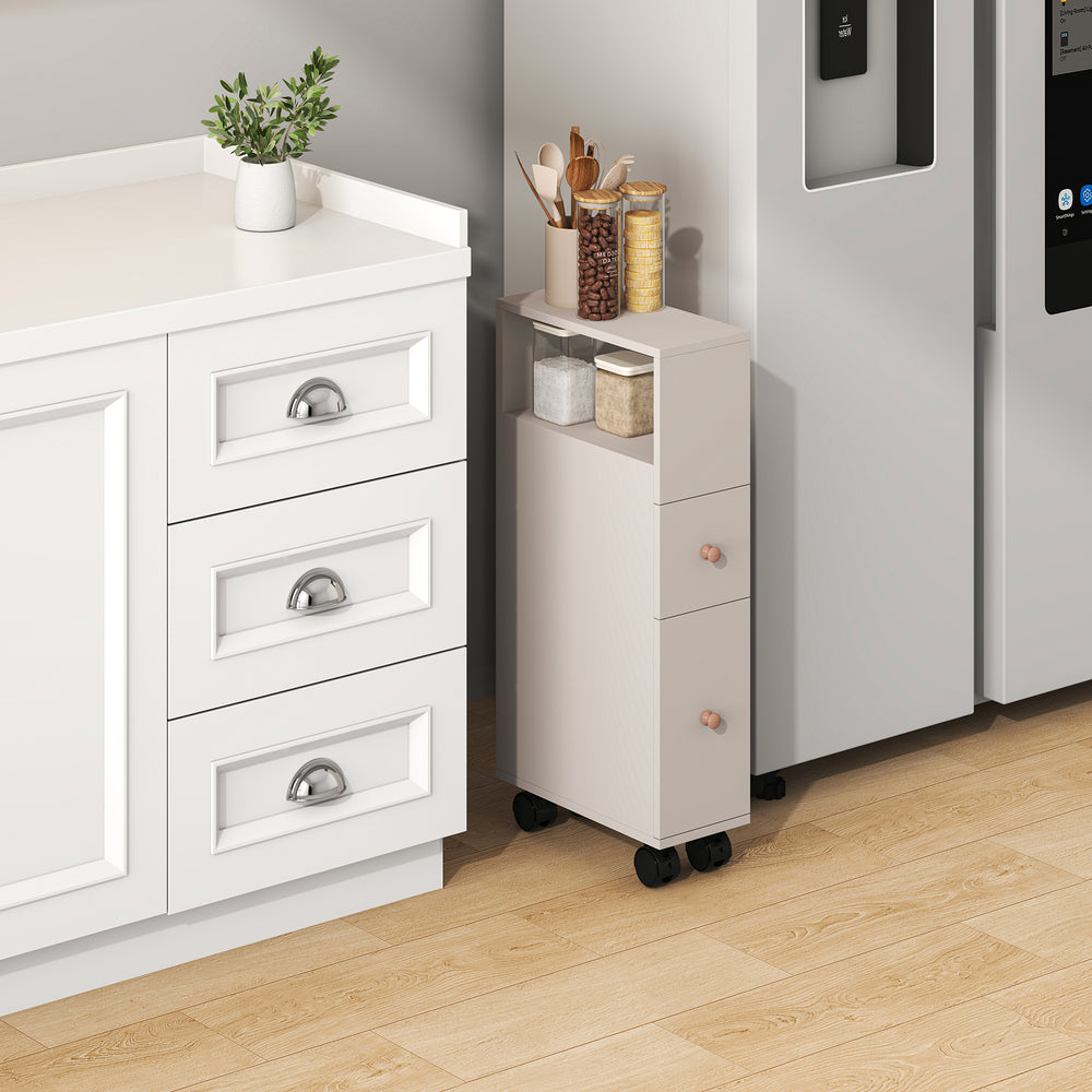 Mobile da Bagno Broreynna a Rotelle con 2 Cassetti 66 x 15 x 33 cm [en.casa]