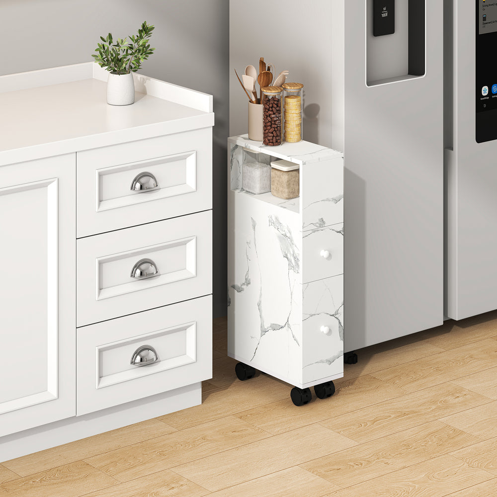 Mobile da Bagno Broreynna a Rotelle con 2 Cassetti 66 x 15 x 33 cm [en.casa]
