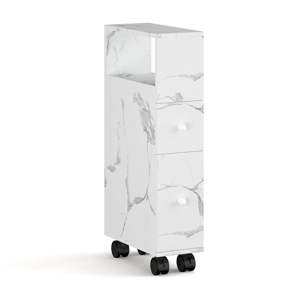 Mobile da Bagno Broreynna a Rotelle con 2 Cassetti 66 x 15 x 33 cm [en.casa]