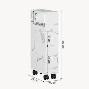 Mobile da Bagno Broreynna a Rotelle con 2 Cassetti 66 x 15 x 33 cm [en.casa]