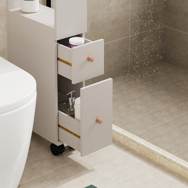 Mobile da Bagno Broreynna a Rotelle con 2 Cassetti 66 x 15 x 33 cm [en.casa]
