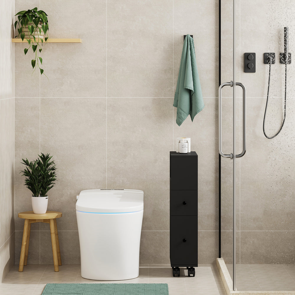 Mobile da Bagno Broreynna a Rotelle con 2 Cassetti 66 x 15 x 33 cm [en.casa]