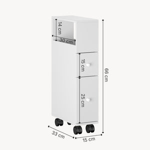 Mobile da Bagno Broreynna a Rotelle con 2 Cassetti 66 x 15 x 33 cm [en.casa]