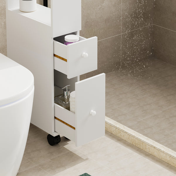 Mobile da Bagno Broreynna a Rotelle con 2 Cassetti 66 x 15 x 33 cm [en.casa]