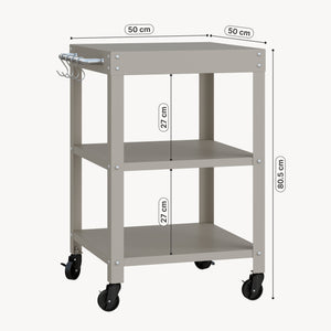 Carrello Portavivande Bolognano di Servizio a 3 Ripiani 81x50x50 cm - casa.pro