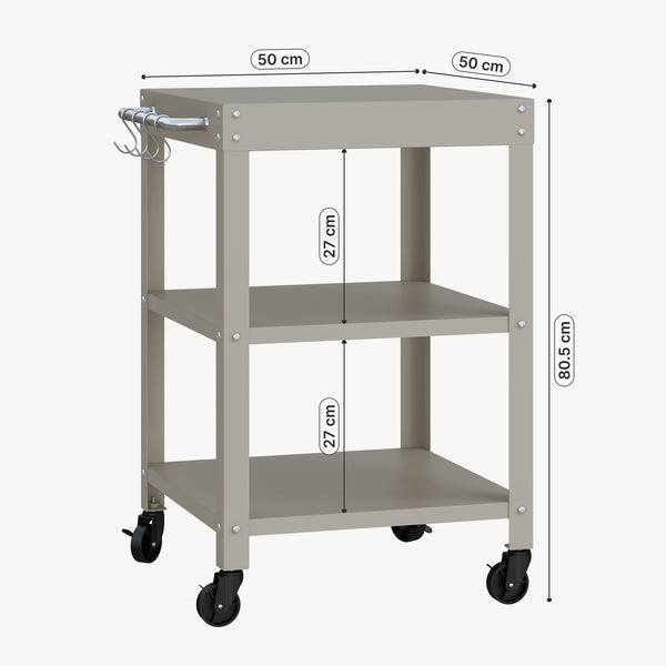 Carrello Portavivande Bolognano di Servizio a 3 Ripiani 81x50x50 cm - casa.pro