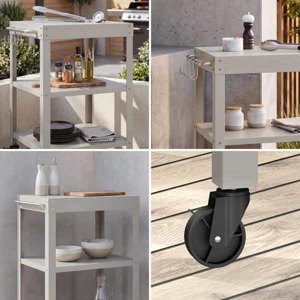 Carrello Portavivande Bolognano di Servizio a 3 Ripiani 81x50x50 cm - casa.pro