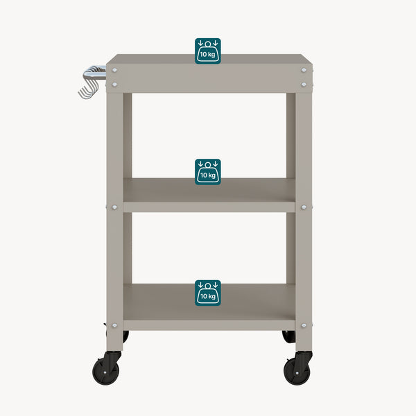 Carrello Portavivande Bolognano di Servizio a 3 Ripiani 81x50x50 cm - casa.pro