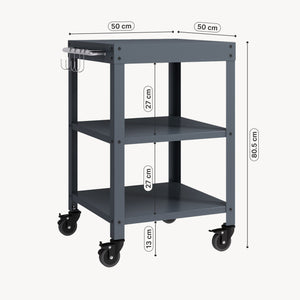 Carrello Portavivande Bolognano di Servizio a 3 Ripiani 81x50x50 cm - casa.pro