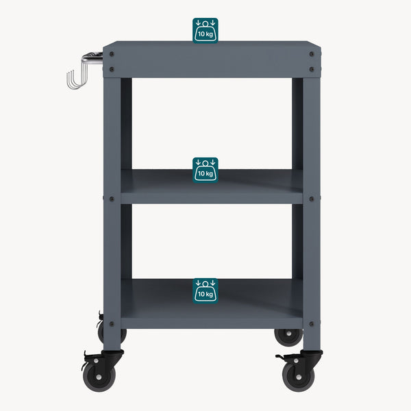 Carrello Portavivande Bolognano di Servizio a 3 Ripiani 81x50x50 cm - casa.pro