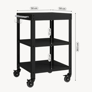 Carrello Portavivande Bolognano di Servizio a 3 Ripiani 81x50x50 cm - casa.pro