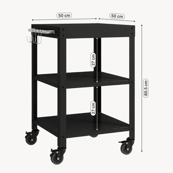 Carrello Portavivande Bolognano di Servizio a 3 Ripiani 81x50x50 cm - casa.pro