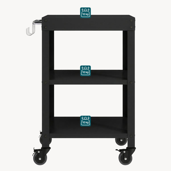 Carrello Portavivande Bolognano di Servizio a 3 Ripiani 81x50x50 cm - casa.pro
