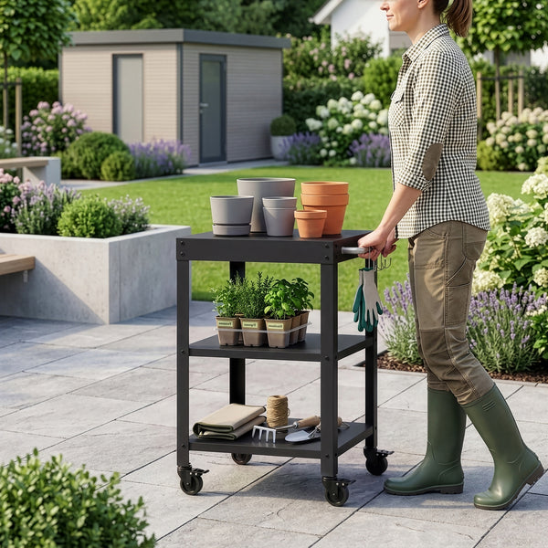 Carrello Portavivande Bolognano di Servizio a 3 Ripiani 81x50x50 cm - casa.pro