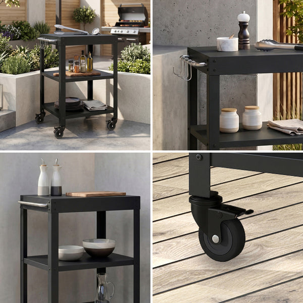 Carrello Portavivande Bolognano di Servizio a 3 Ripiani 81x50x50 cm - casa.pro