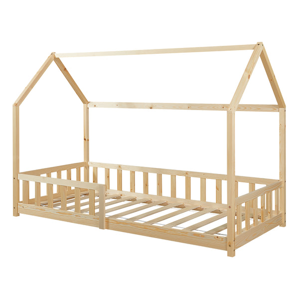 Letto Casetta Hesel per Cameretta con Sponda Stile Montessori in Legno di Pino [en.casa]